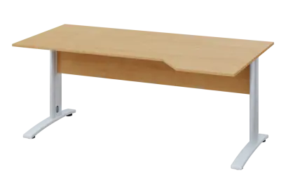 EZK 18 - 184 stůl kancelářský, rohový, pravý, kovová podnož bílá, deska 18 mm, široký 1800 mm, javor horský